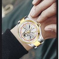 Montre automatique OLENSE, mécanique, squelette, luxe, acier inoxydable, pour homme, étanche, lumineuse, montre-bracelet pour homme