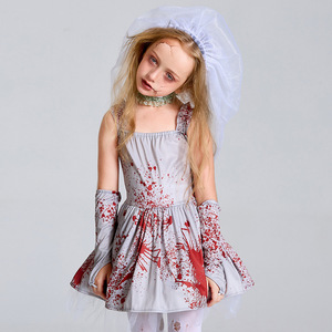 Costume da Sposa <span class=keywords><strong>Zombie</strong></span> per Mamma <span class=keywords><strong>e</strong></span> Figlia, Abito da Sposa Fantasma Insanguinata con Velo <span class=keywords><strong>e</strong></span> Guanti, Outfit per Feste di Halloween <span class=keywords><strong>e</strong></span> Cosplay - Product Image 3