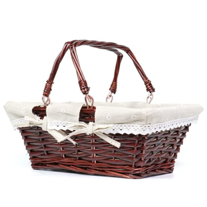 Cesta de almacenamiento Cesta de regalo de mimbre marrón caramelo de Pascua barata tejida de mimbre rectangular vacía con asa - Product Image 1