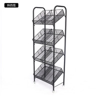 Étagère de présentation personnalisable à quatre paniers en métal grillagés, étagères réglables, durable, installation rapide pour les magasins de détail