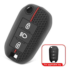 Housse de clé en silicone pour Citroën C5 <span class=keywords><strong>C3</strong></span> C4 C8 Berlingo pour Peugeot Partner Rifter 208 308 508 407 2008 3008 Expert - Product Image 2
