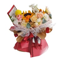 Tulle d'emballage pour bouquets en gros, fournitures d'emballage floral, accessoires pour fleuristes, tulle floral à motif cœur pour la Saint-Valentin