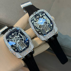 Montre mécanique automatique de luxe à 16 cylindres de haute qualité d'usine, sertie de diamants, avec miroir en saphir, montre pour homme - Product Image 6