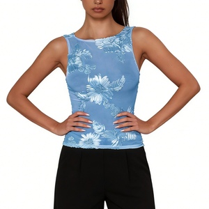 Top Corto sin Mangas para Mujer, con Malla Transparente y Bordado Floral 3D, Elegante y Romántico - Product Image 2