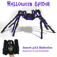 Araña de Peluche Espeluznante con Luz Brillante, Decoración Colgante para Tejera, Accesorio Aterrador para Interiores y Exteriores, Ideal para el Hogar, Jardín y Fiestas de Halloween