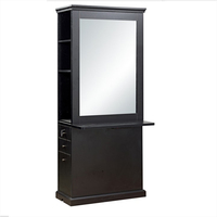 Station de coiffure avec miroir en bois, armoire à miroir pour barbier avec tiroirs de rangement pour salon de beauté