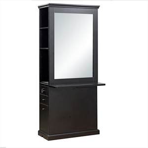 Station de coiffure avec miroir en bois, armoire à miroir pour barbier avec tiroirs de rangement pour salon de beauté - Product Image 6