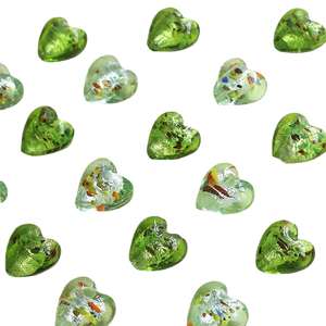 Perles de verre en forme de cœur en feuille d'or miaoy, et matériel perlé perforé simple, bijoux faits main, boucles d'oreilles, collier - Product Image 2