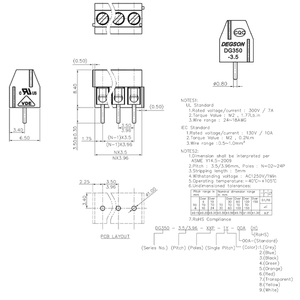 Một cửa mua hỗ trợ tùy biến 3.5mm Pitch <span class=keywords><strong>2</strong></span> 3 pin cách thẳng Dip PCB vít dây thiết bị đầu cuối khối cáp kết nối - Product Image 2