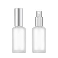 Flacon pulvérisateur en verre transparent givré rechargeable de luxe de 10 ml et 100 ml avec atomiseur doré ou argenté pour parfum, toner, usage domestique