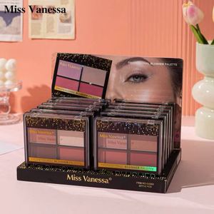 Palette de poudre de contour et de blush quatre couleurs Miss Vanessa, illumine et améliore la couleur naturellement avec un effet tridimensionnel. - Product Image 1