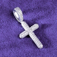 Hip Hop GRA Iced Out Bling VVS D Couleur Moissanite 925 Sterling Silver Pass Diamond Tester 2 Rangées Croix Pendentif Pour Hommes