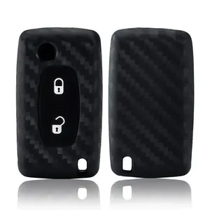 Étui de protection pour <span class=keywords><strong>clé</strong></span> à <span class=keywords><strong>2</strong></span> ou 3 <span class=keywords><strong>boutons</strong></span> pour Citroën C-Crosser <span class=keywords><strong>C3</strong></span> C4 Picasso Berlingo, compatible Peugeot Partner Tepee 207 307 308 407, avec porte-clés - Product Image 3