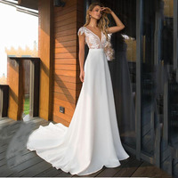Nouvelle Arrivée Robe de Mariée Sirène Simple à Col en V, Coupe Ajustée, avec Petite Traîne, Idéale pour les Soirées