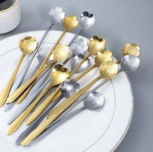 DFC0337 Cuchara de Acero Inoxidable con Diseño de Flor de Cerezo, Cuchara Creativa con Pétalos para Café, Postre, Miel, Cuchara Larga para Remover, Cuchara para Helado - Product Image 5