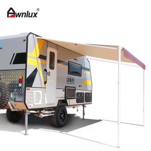 Auvent rétractable imperméable W5600 en tissu PVC vinyle, cadre blanc/noir, commande manuelle pour <span class=keywords><strong>caravane</strong></span>, camping-car, fourgon aménagé - Product Image 2