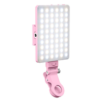 Lumière de selfie rose pour téléphone, lumière de téléphone 60 LED 2000mAh lumière vidéo pour ordinateur portable, maquillage, TikTok, Selfie, Vlog, vidéoconférence