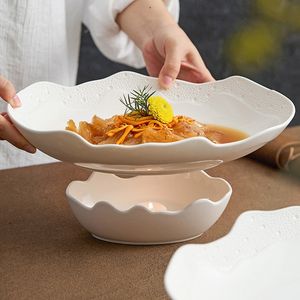 Assiette en céramique blanche Plats froids irréguliers Poisson Dessert Salade Soupe Purée Fruits <span class=keywords><strong>de</strong></span> <span class=keywords><strong>Mer</strong></span> <span class=keywords><strong>Plateau</strong></span> <span class=keywords><strong>de</strong></span> Service Buffet Restaurant Vaisselle - Product Image 2