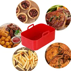 HUAMJ Fácil Limpeza Ar Fritadeira Forno BPA Free Food Safe Retângulo Silicone Baking Pan Reutilizável Air Fryer Silicone Pot Basket Liner