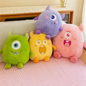 23 cm Extra Soft Cute Cartoon Monster Squish Stuffed Plush Toys for Kids Gifts Lovely Colorful Plushie Dolls with Devil Horn