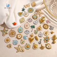 SUMMLY Kroon ZeeSter Fruit Hart Oog Hangertjes 18K Goud Gegalvaniseerd RVS Sieraden Charms Mode Sieraden