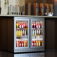 Mini-réfrigérateur de bar noir pour bière, vitrine réfrigérée pour boissons, mini-réfrigérateur de bar sous comptoir avec porte vitrée