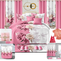 Ensemble de literie de luxe 26 pièces avec rideaux assortis, ensemble de chambre à coucher royal pour le marché d'Haïti et de Miami, textile de maison de haute qualité