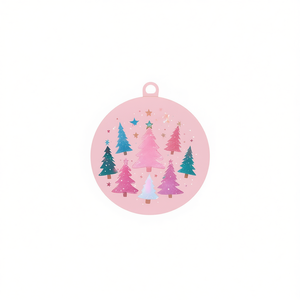 Set di Palline di Natale in Legno CMYK con Design Albero per Decorazioni Festive - Product Image 3