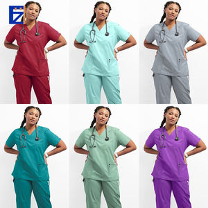 Divisa Ospedaliera Economica per <span class=keywords><strong>Infermieri</strong></span>, Blu Pavone, Unisex, Accessori in Poliestere e Tessuto Dobby in Rayon, Fusione Senza Cuciture - Product Image 2