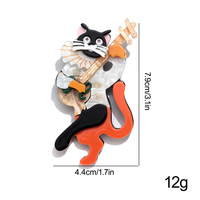 Broche créative en acrylique, motif chaton dansant, instrument de musique, guitare, accessoire vestimentaire, cadeau