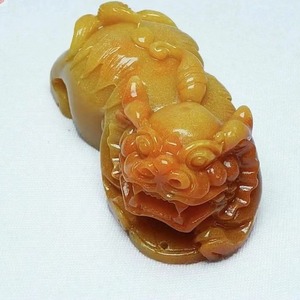 Pieza antigua de piedra Shoushan para llevar en la mano, pieza de Pixiu madre e hijo para llevar en la mano, placa de paisaje de jade con dragón amarillo, Ruyi Pixiu - Product Image 4