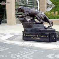 Sculpture de mascotte animale de décoration extérieure, statue de panthère noire en bronze