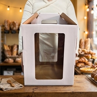 Boîte à gâteaux et desserts en papier kraft transparent de 10 pouces pour l'emballage de biscuits avec pelliculage mat – Vente en gros