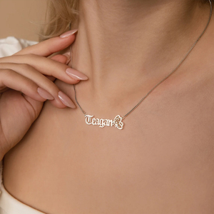 Popular Skeleton Letter Butterfly Pendant Stainless Steel Name Necklace <strong>Women</strong> <strong>Fashion</strong> <strong>Accessories</strong> Jewelry Dropshipping - Product Image 2
