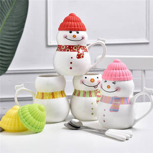 Tasses en céramique mignonnes en forme de bonhomme de neige, tasses à café et à lait pour couple, tasses de Noël et d'hiver - Product Image 6