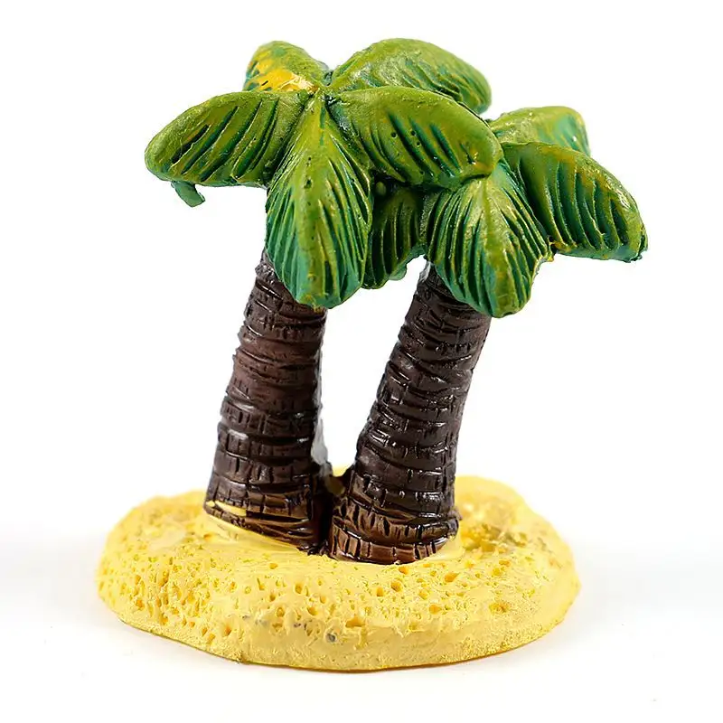 DIY Dollhouse Mini Landscape Miniature Decoration Accessories Mini Resin Miniature Beach Coconut Trees Model