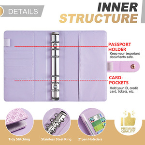 Organiseur de budget de luxe A6 en cuir PU motif tressé avec 6 anneaux et enveloppes pour argent liquide pour l'organisation des dépenses quotidiennes - Product Image 3