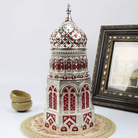 Grand pot de rangement en métal en forme de dôme d'église, boîte à thé scellée, ornement artisanal en émail, figurine décorative pour la maison