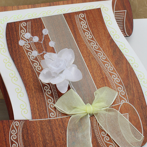 Sáng Tạo Ý Tưởng Mới Thiết Kế Hình Dạng Sóng Cổ Mộc Mạc Sang Trọng Bằng Gỗ Thẻ Lời Mời Đám Cưới Với Voan Ribbon Và Hoa - Product Image 6