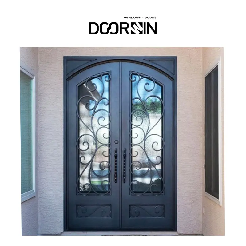 Modern Grill Design Main Giant Doors Arched Steel Entry Wrought Iron Door