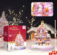 Divertido y Creativo Kit de Bloques de Construcción Navideños, Caja Musical de Plástico con Luz, Marco de Fotos 3D, Ladrillos de Casa Transformables, Juguete Modelo