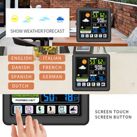Station météo numérique sans fil à écran tactile, affichage, réveil, thermomètre intérieur/extérieur, hygromètre
