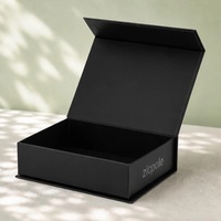 Boîte cadeau rigide magnétique de luxe personnalisée avec couvercle, boîte d'emballage cosmétique noire pour bijoux