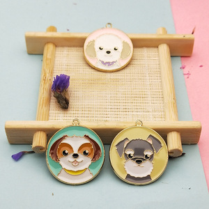 Mặt Dây Chuyền Quyến Rũ Tráng Men Hình Chú Chó Nhỏ Hoạt Hình Dễ Thương Mặt Dây Chuyền Hợp Kim Cún Con Hình Tròn Phụ Kiện Trang Sức Vòng Tay Tự Làm - Product Image 4