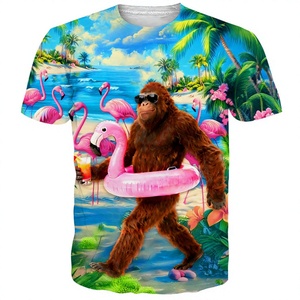 Camiseta de hombre con estampado 3D, informal, de manga corta, cuello redondo, corte regular, tejida, de verano, con gráfico, camiseta informal para hombre, camiseta de algodón estampada. - Product Image 2