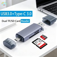 Lector de Tarjetas USB 3.0 de Alta Velocidad Tipo-C 3.0 OTG Todo en Uno, Lector de Tarjetas TF SD Compatible con Lectura de Doble Unidad para Teléfonos y Computadoras