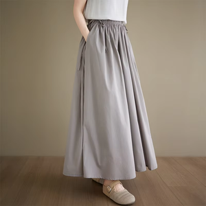 Nouvelle <span class=keywords><strong>jupe</strong></span> <span class=keywords><strong>longue</strong></span> maxi ample et fluide à double couche de couleur unie pour femme, style bohème décontracté, <span class=keywords><strong>plissée</strong></span>, pour le quotidien, vente en gros - Product Image 4