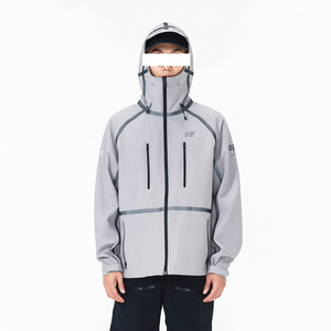 Sudadera con Capucha Negra para Hombre, Estilo Techwear, Personalizable al por Mayor, Chaqueta Bomber Transpirable e Impermeable, Diseño de Parches en la Parte Delantera, Moda de Invierno - Product Image 1