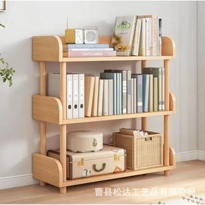 Étagère de rangement en bois, bibliothèque créative transfrontalière sur pied pour bureau à domicile, étagère de rangement multi-niveaux, bois massif - Product Image 4