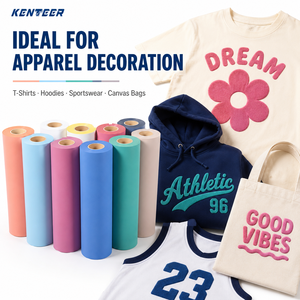 Rouleau de vinyle thermocollant Kenteer en gros, effet 3D pelucheux, <span class=keywords><strong>pour</strong></span> T-shirts, films HTV <span class=keywords><strong>pour</strong></span> la personnalisation de vêtements et la conception par <span class=keywords><strong>presse</strong></span> à <span class=keywords><strong>chaud</strong></span> - Product Image 5